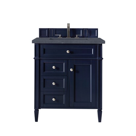 James Martin Vanities Brittany 30in Single Vanity, Victory Blue w/ 3 CM Charcoal Soapstone Quartz Top 650-V30-VBL-3CSP